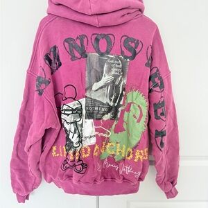LIFTED ANCHORS Pink, Graphic with Embroidery Hoodie SZ M - Oversized